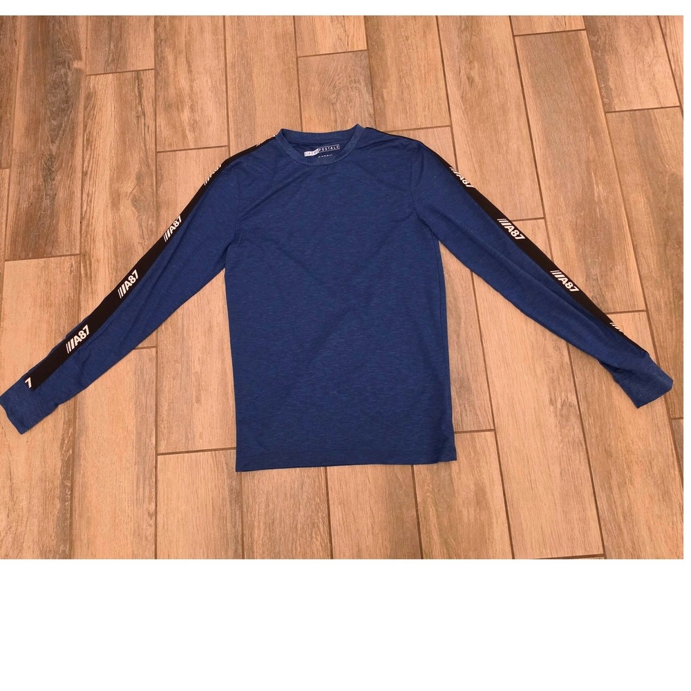 Aeropostale A87 Mens XS Blue Long Sleeve Stretch Performance T-Shirt Athletic